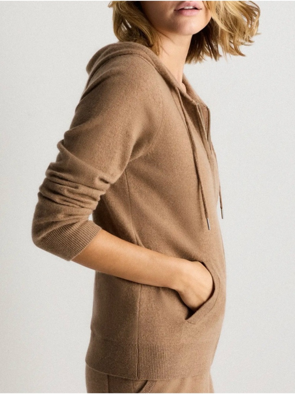 Quince Mongolian Cashmere Full-Zip Hoodie Teak - Picture 2 of 8